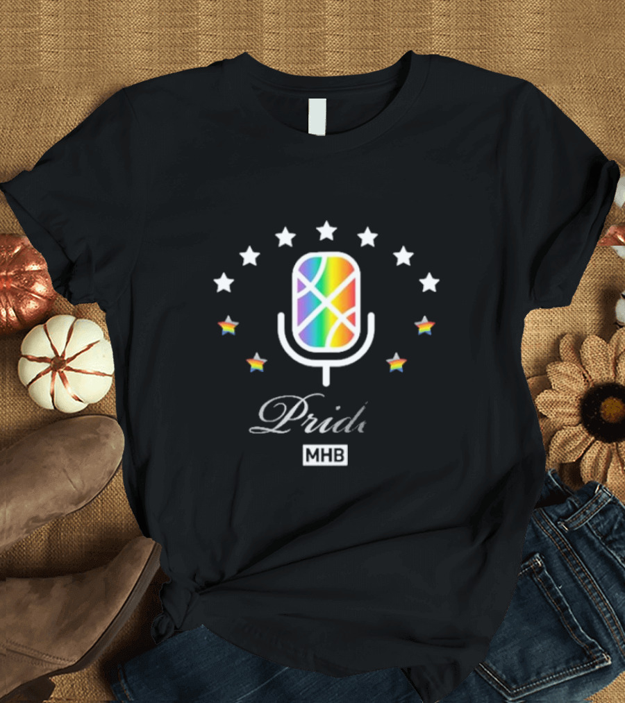 MHB Pride Pod ’24 Rainbow Microphone Stars LGBT T-Shirt