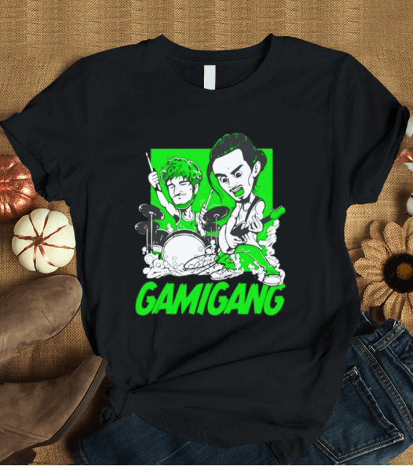 T-Shirt: Gami Gang Origami Angel Anime Drummer Guitarist Duo T-Shirt Gami Gang Origami Angel Anime Drummer Guitarist Duo T-Shirt