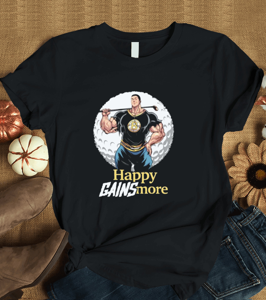 Nick Walker Happy Gainsmore Muscular Cartoon Character with Golf Club T-Shirt