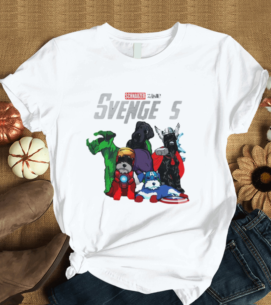 Marvel Avengers Schnauzer Svengers Dogs Superheroes T-Shirt