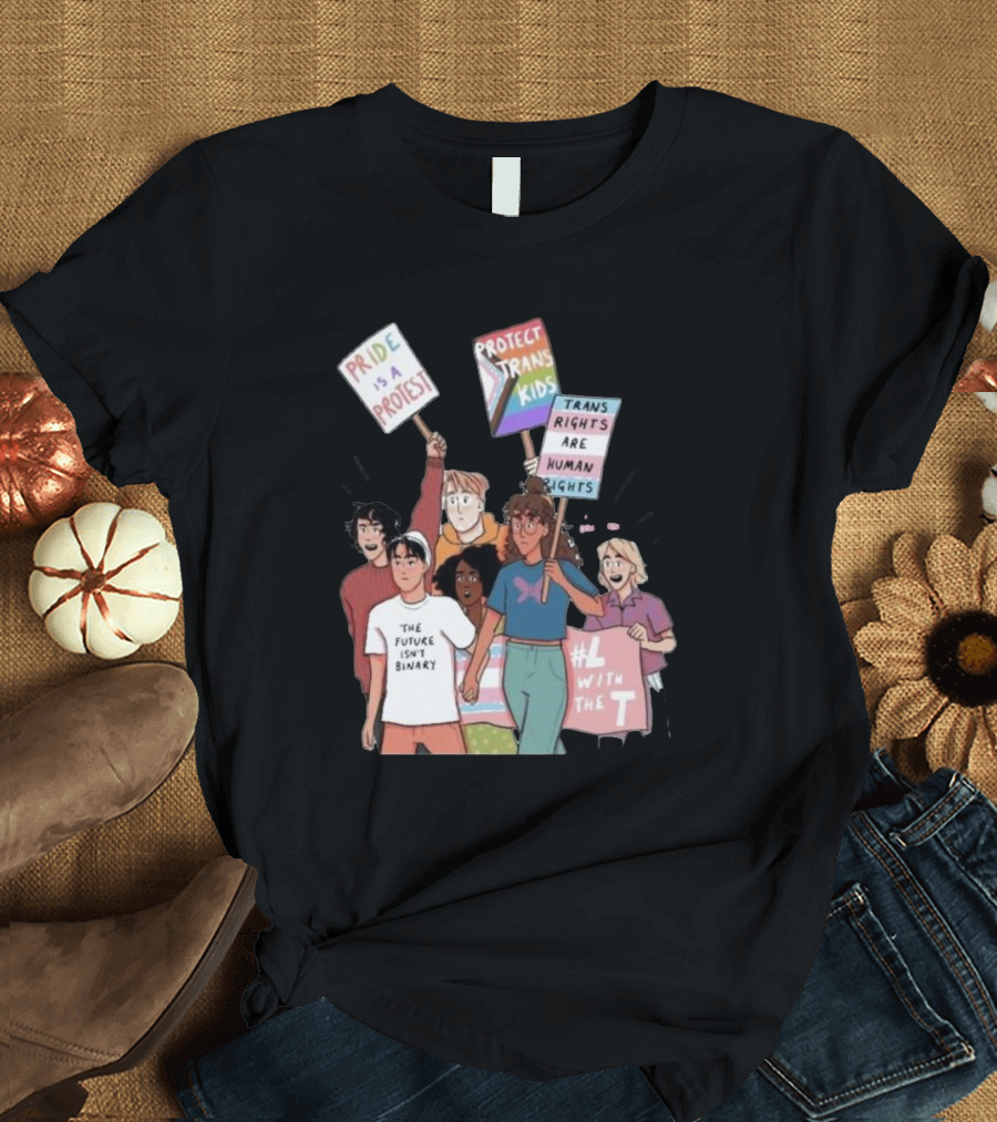 Heartstopper Pride Protest The Future Isn't Binary Protect Trans Kids Rights T-Shirt
