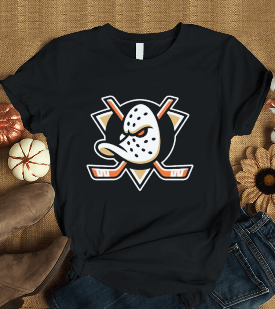 Anaheim Ducks Iconic Hockey Mask and Sticks Emblem T-Shirt