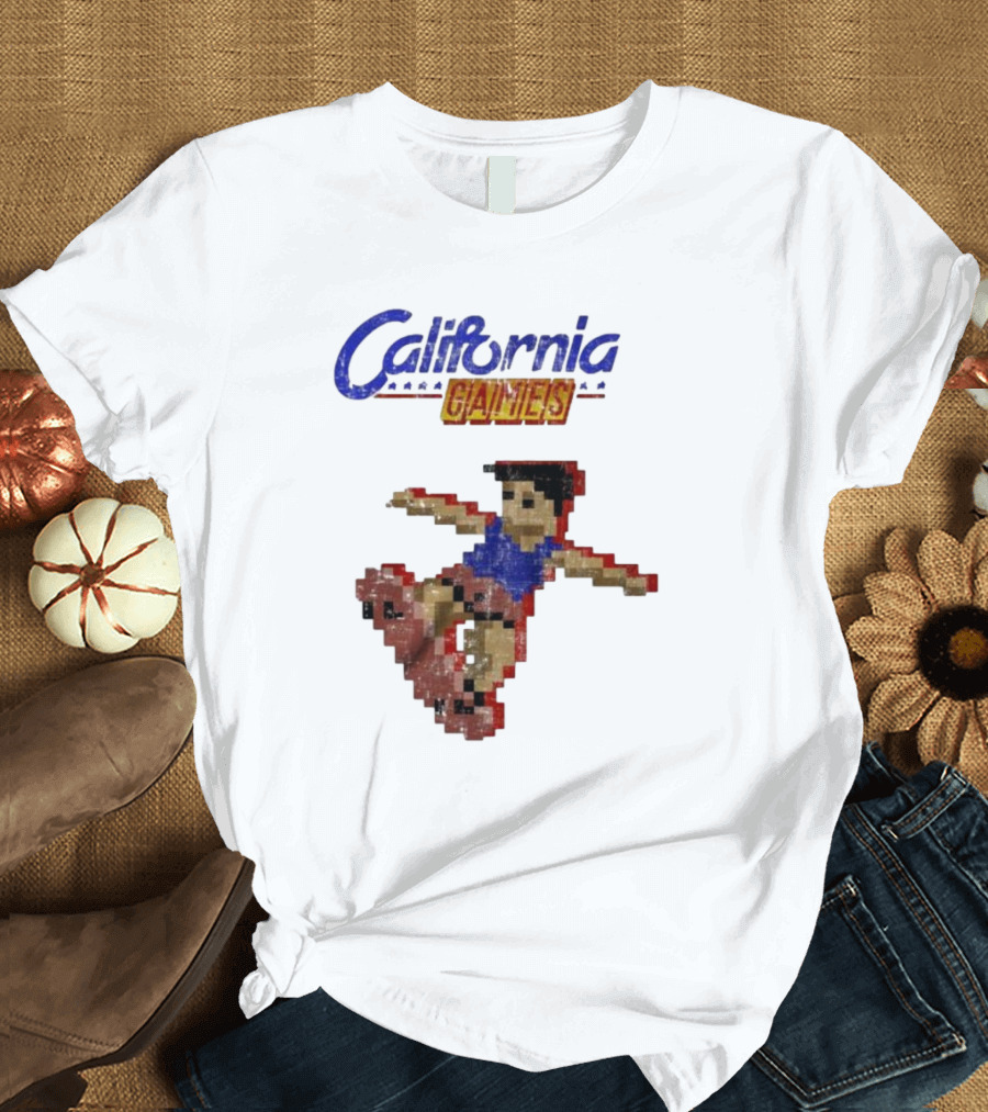 California Games Pixelated Skateboarding Retro Gaming T-Shirt