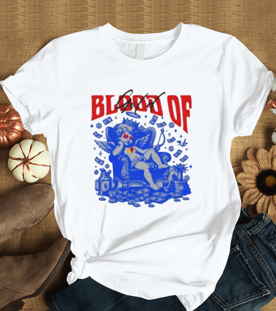 Blood Of Gold Angel on Throne Surrounded by Money T-Shirt