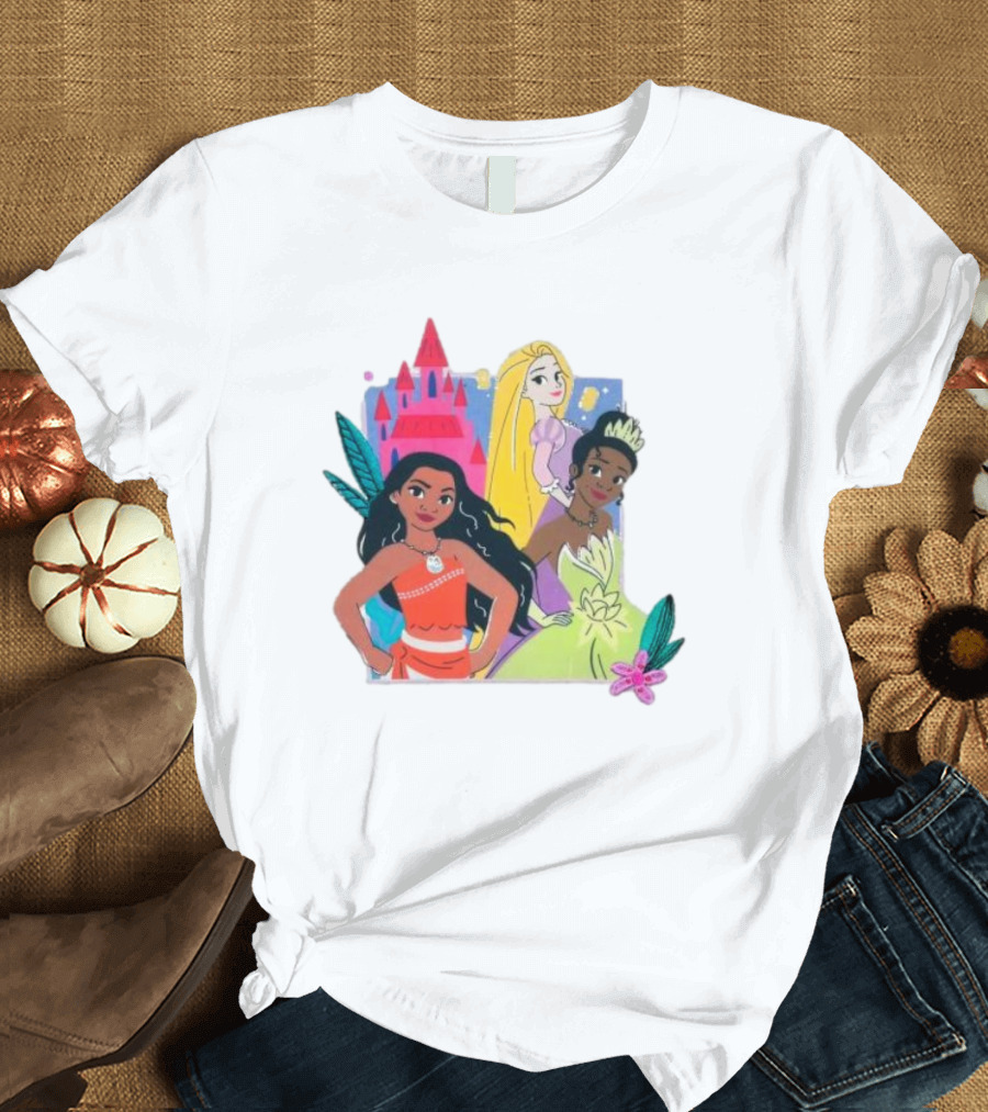 Disney Princess 2024 Moana Rapunzel Tiana T-Shirt