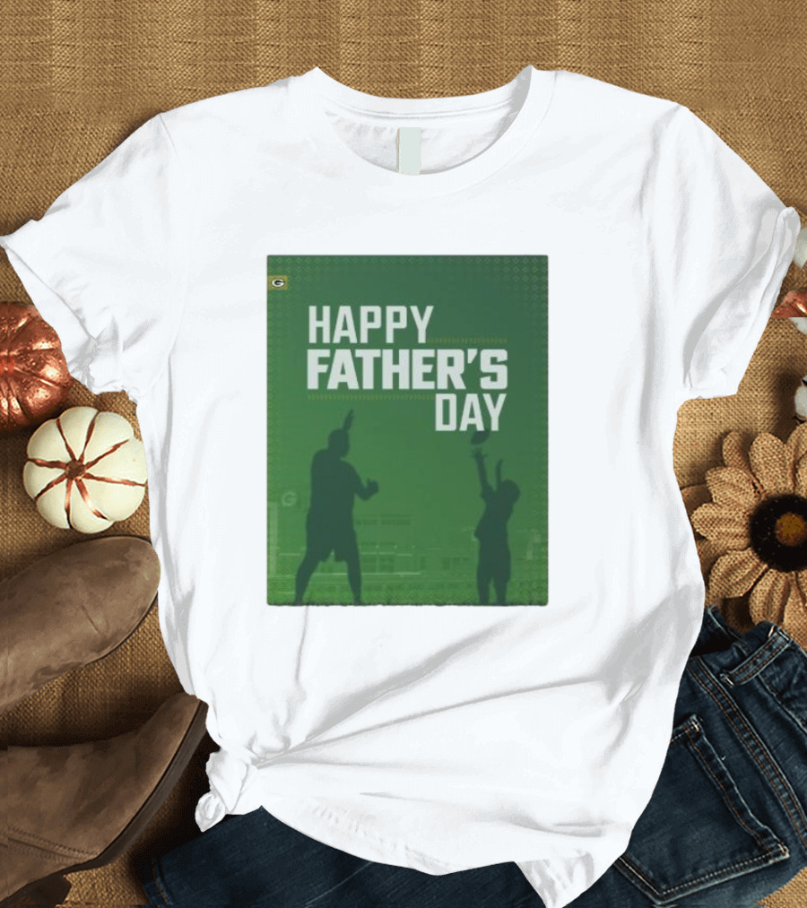 Green Bay Packers Happy Father's Day 2024 Silhouette Football T-Shirt