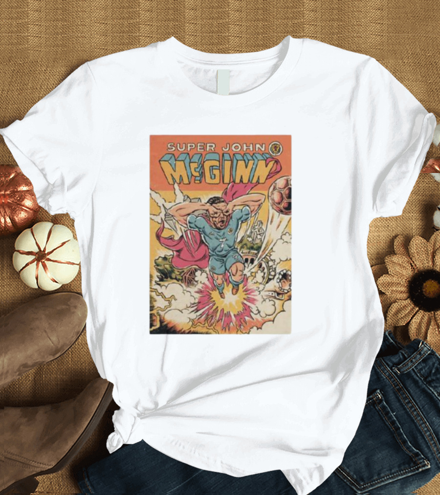 Super John McGinn Flying Hero Soccer Explosion Action Comic T-Shirt
