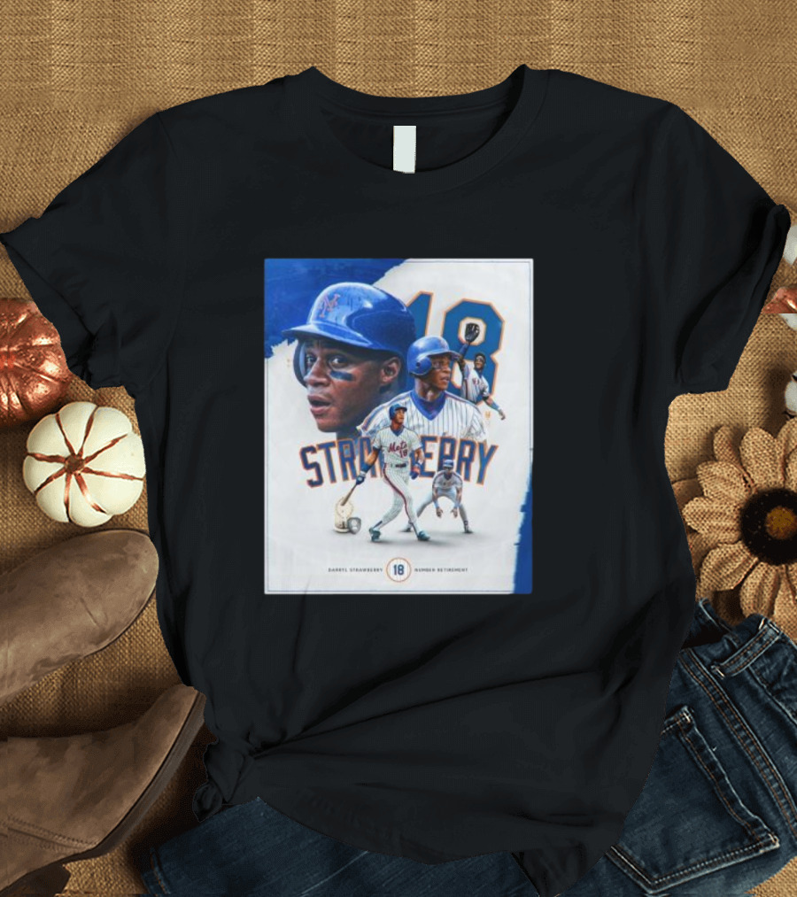 Darryl Strawberry Mets 18 Number Retirement Celebration with Iconic Baseball T-Shirt