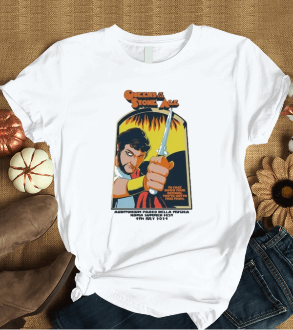 T-Shirt: Queens Of The Stone Age Summer Festival 2024 Rome Auditorium Parco Della Musica Vintage Comic T-Shirt Queens Of The Stone Age Summer Festival 2024 Rome Auditorium Parco Della Musica Vintage Comic T-Shirt
