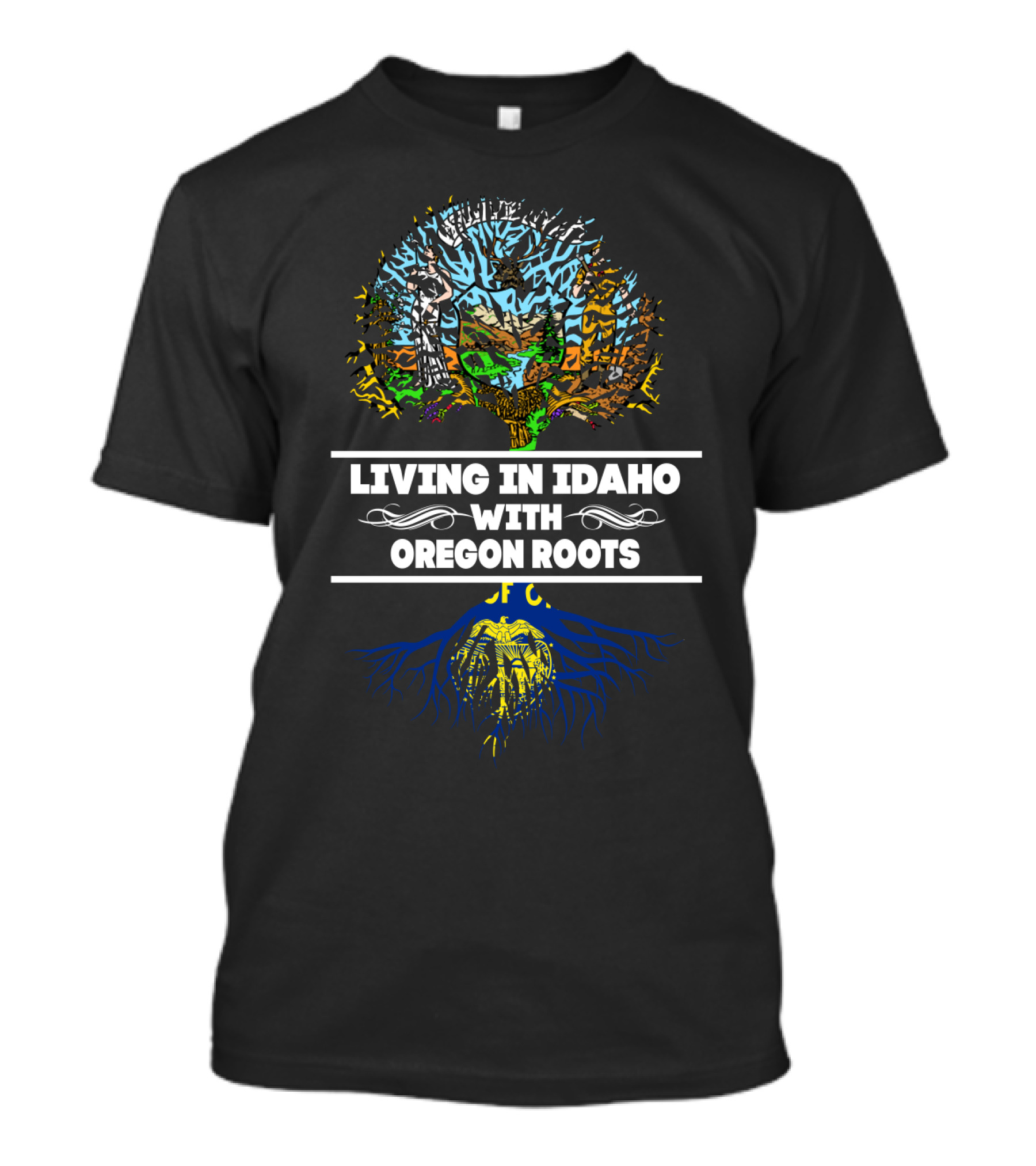 Living In Idaho With Oregon Roots Vibrant Tree T-Shirt