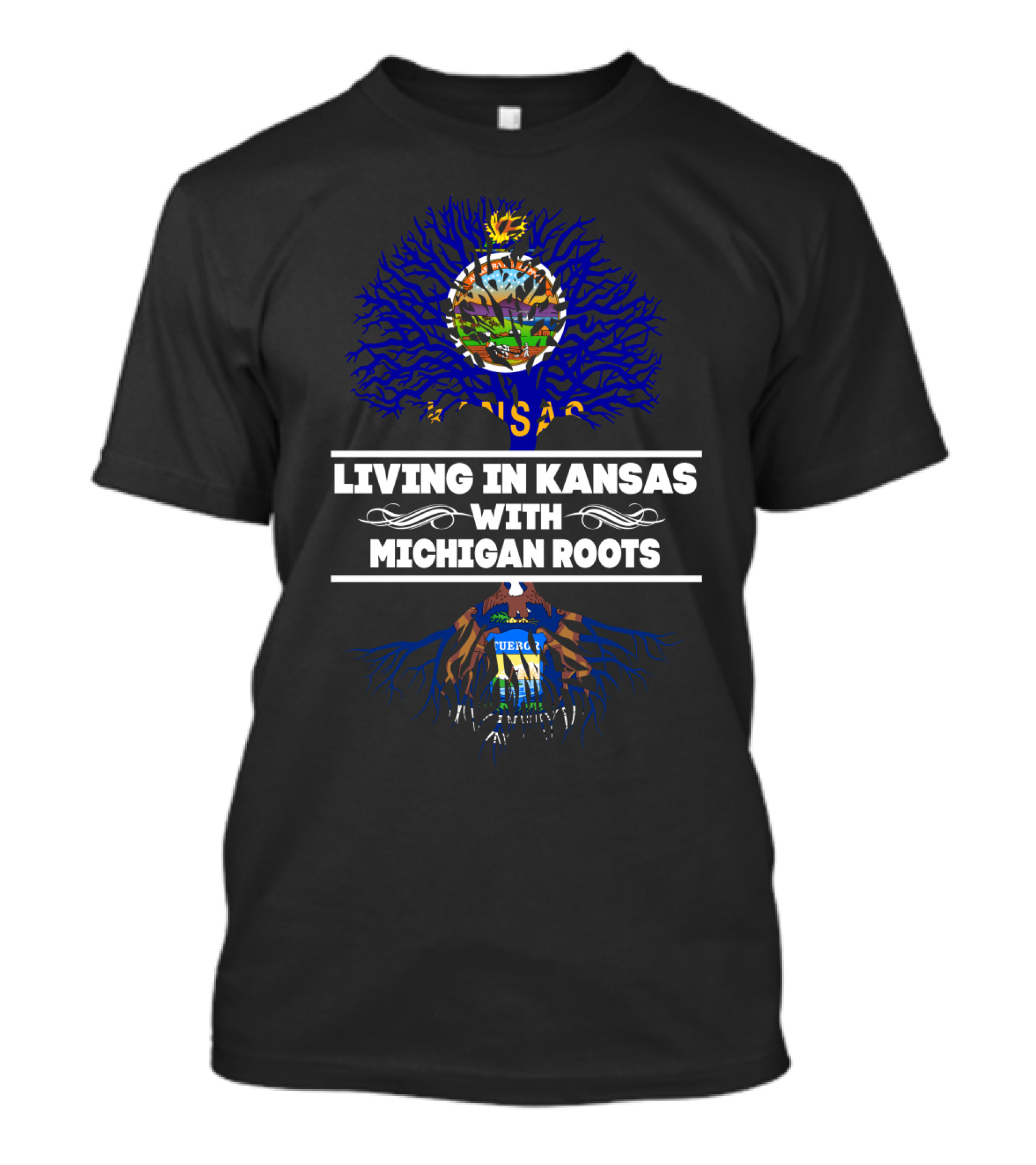 Kansas Life Embraced With Deep Michigan Roots Heritage T-Shirt
