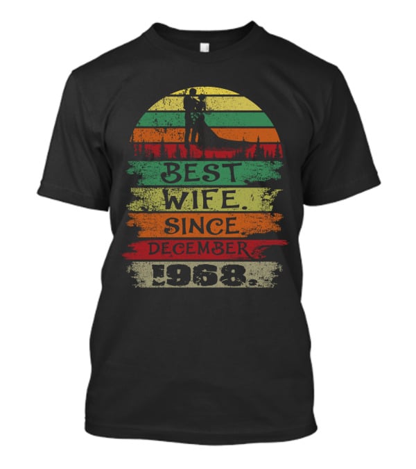 Best Wife Since December 1968 Vintage Silhouette Scenic Sunset T-Shirt