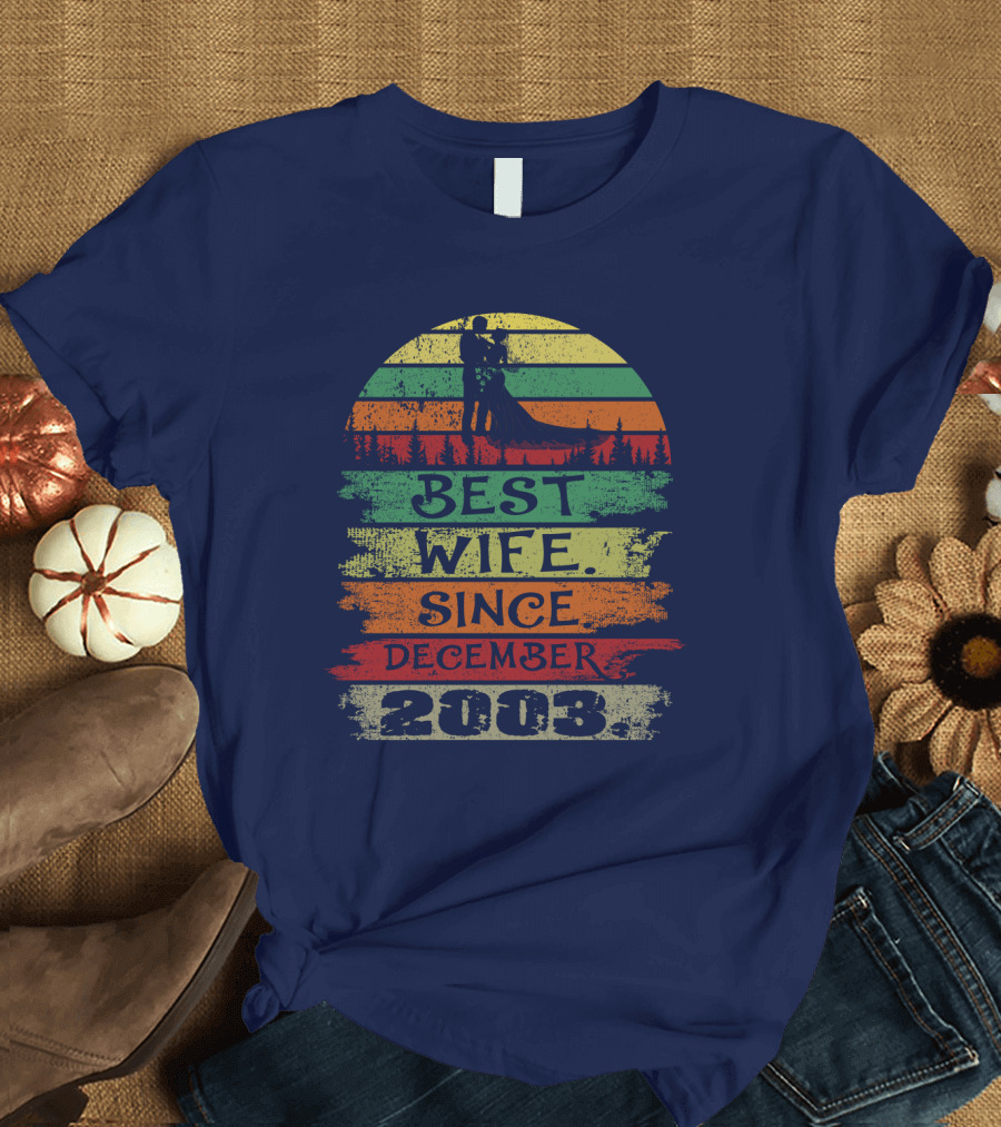 Best Wife Since December 2003 Vintage Sunset T-Shirt