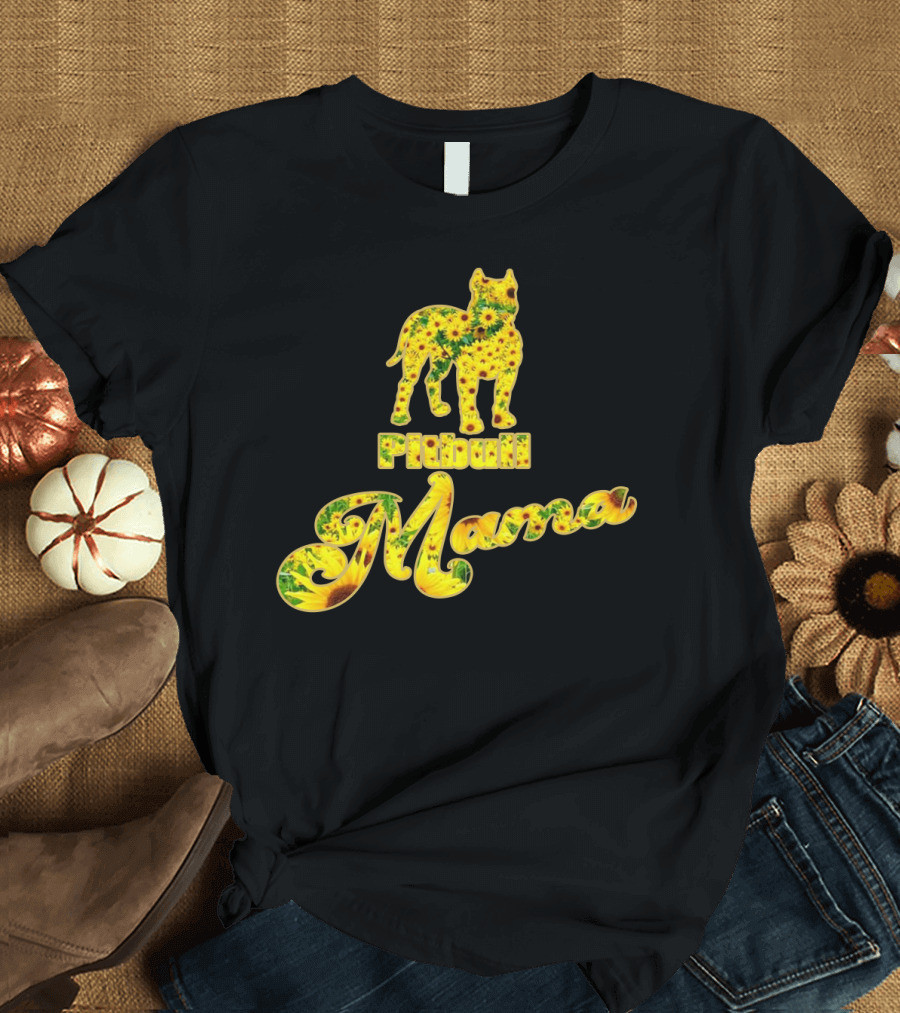Pitbull Mama Sunflower T-Shirt