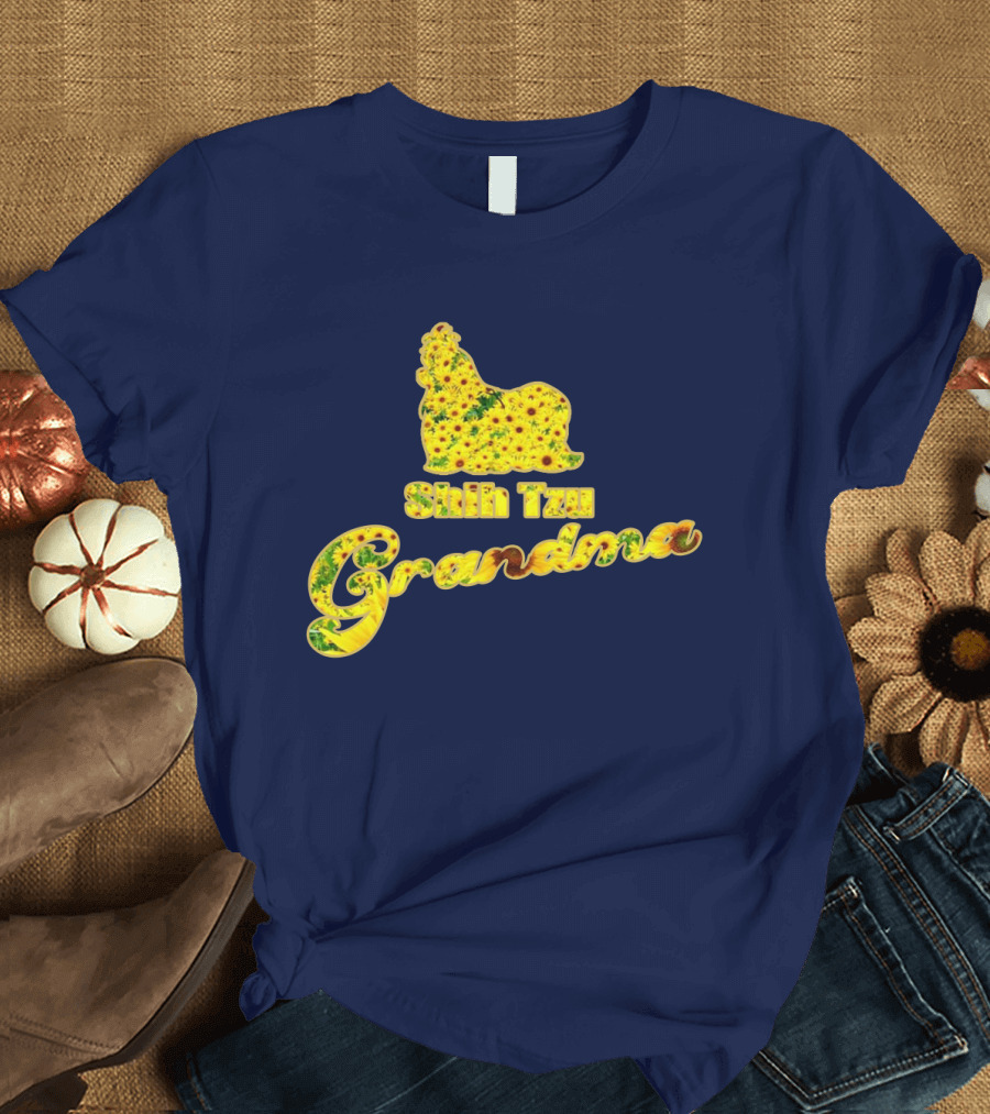Shih Tzu Grandma Sunflower T-Shirt
