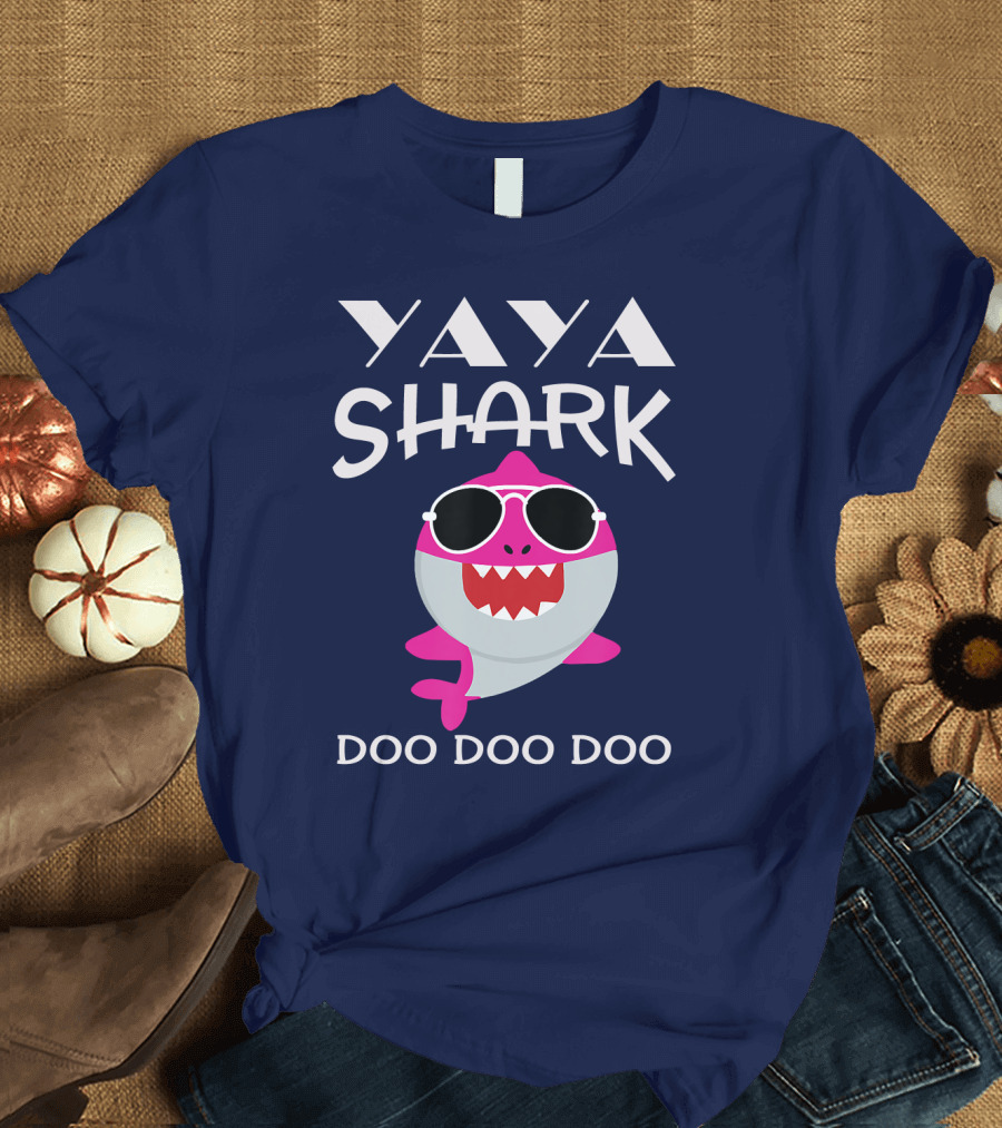 Yaya Shark Doo Doo Doo Sunglasses Cartoon T-Shirt