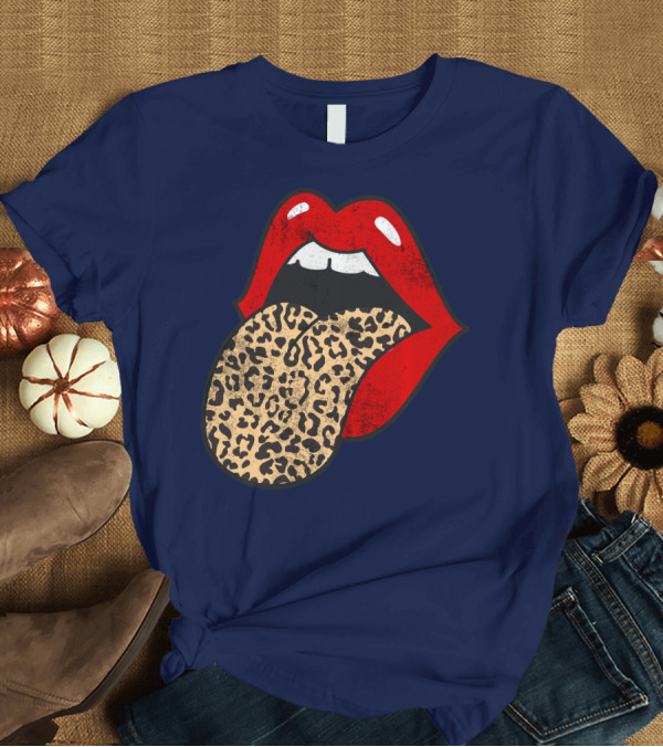 T-Shirt: Red Lips Leopard Tongue Trendy Animal ASM T-Shirt Red Lips Leopard Tongue Trendy Animal ASM T-Shirt