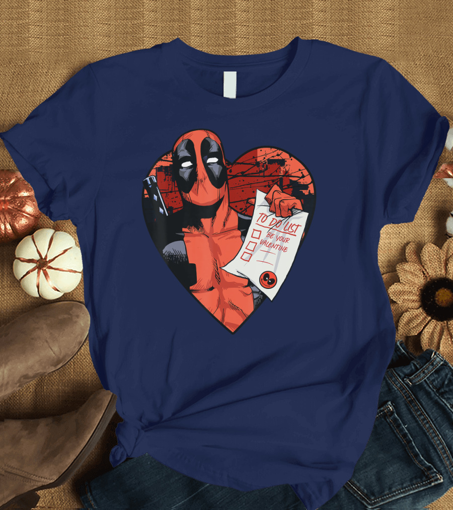Marvel Deadpool Be Your Valentine To Do List Heart T-Shirt