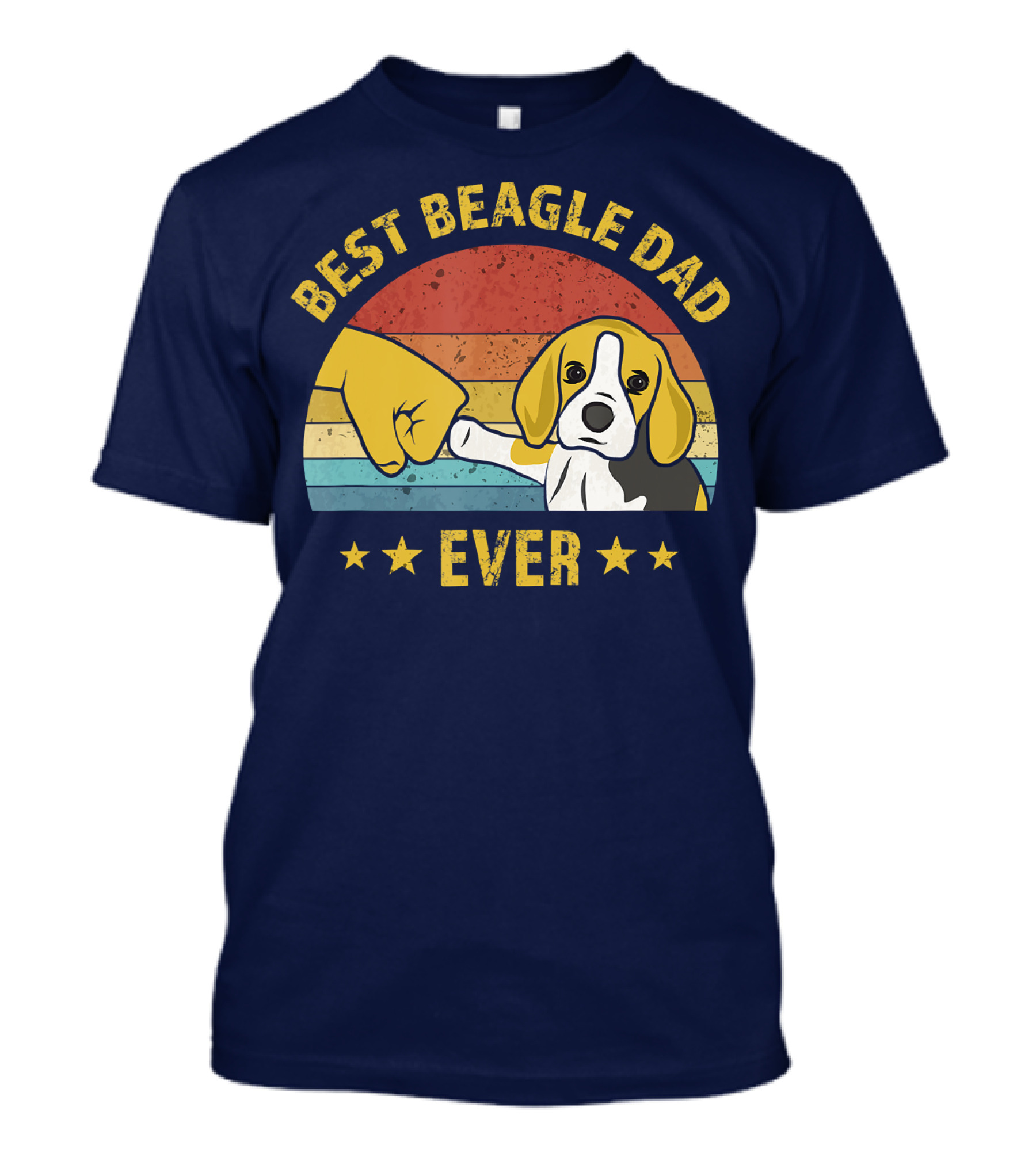 Best Beagle Dad Ever Retro Puppy Lover Fist Bump Stars T-Shirt