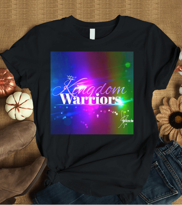 T-Shirt: Kingdom Warriors with Crown and Signature in Vibrant Multicolor Light Burst T-Shirt Kingdom Warriors with Crown and Signature in Vibrant Multicolor Light Burst T-Shirt