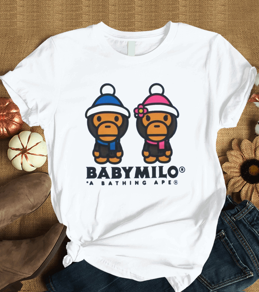 BABY MILO A BATHING APE Blue and Pink Winter Outfits T-Shirt