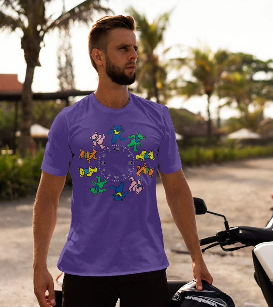 The Grateful Bear Colorful Dancing Bears Around Clock T-Shirt