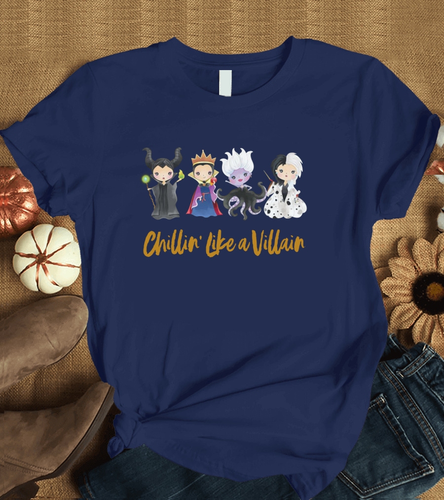 Disney Chillin' Like a Villain Maleficent Evil Queen Ursula Cruella Characters T-Shirt