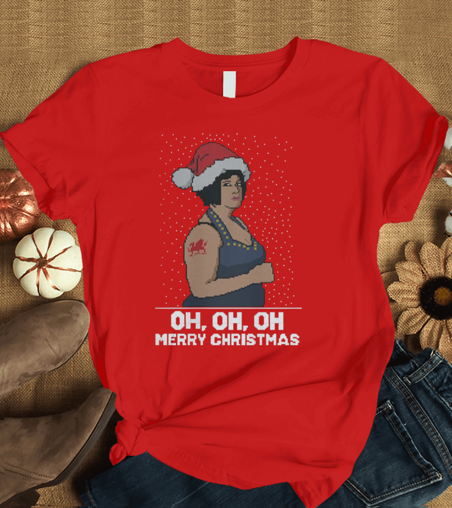 Oh Oh Oh Merry Christmas Santa Hat Tattoo T-Shirt