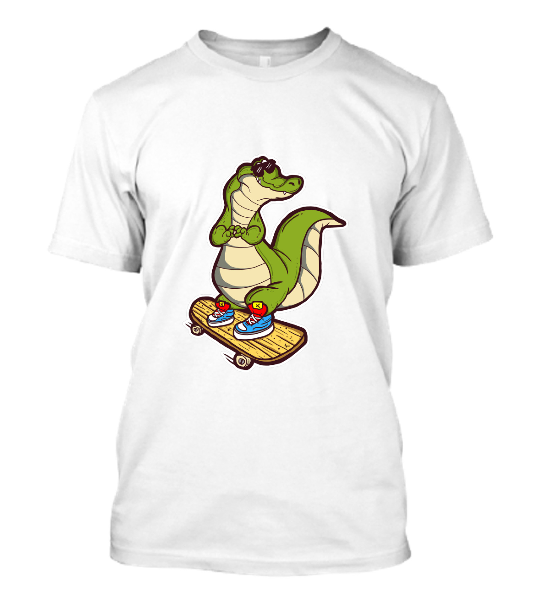 Crocodile Skates On Skateboard With Sneakers And Sunglasses T-Shirt