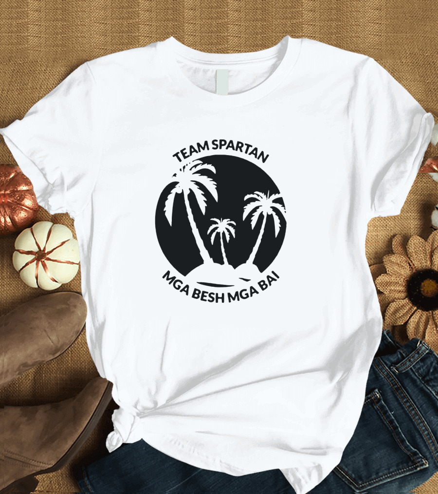 Team Spartan Mga Besh Mga Bai Tropical Palm Island T-Shirt