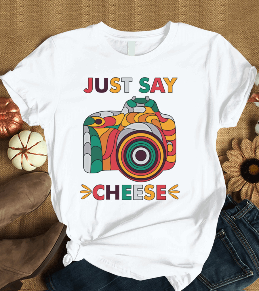 Just Say Cheese Colorful Camera T-Shirt