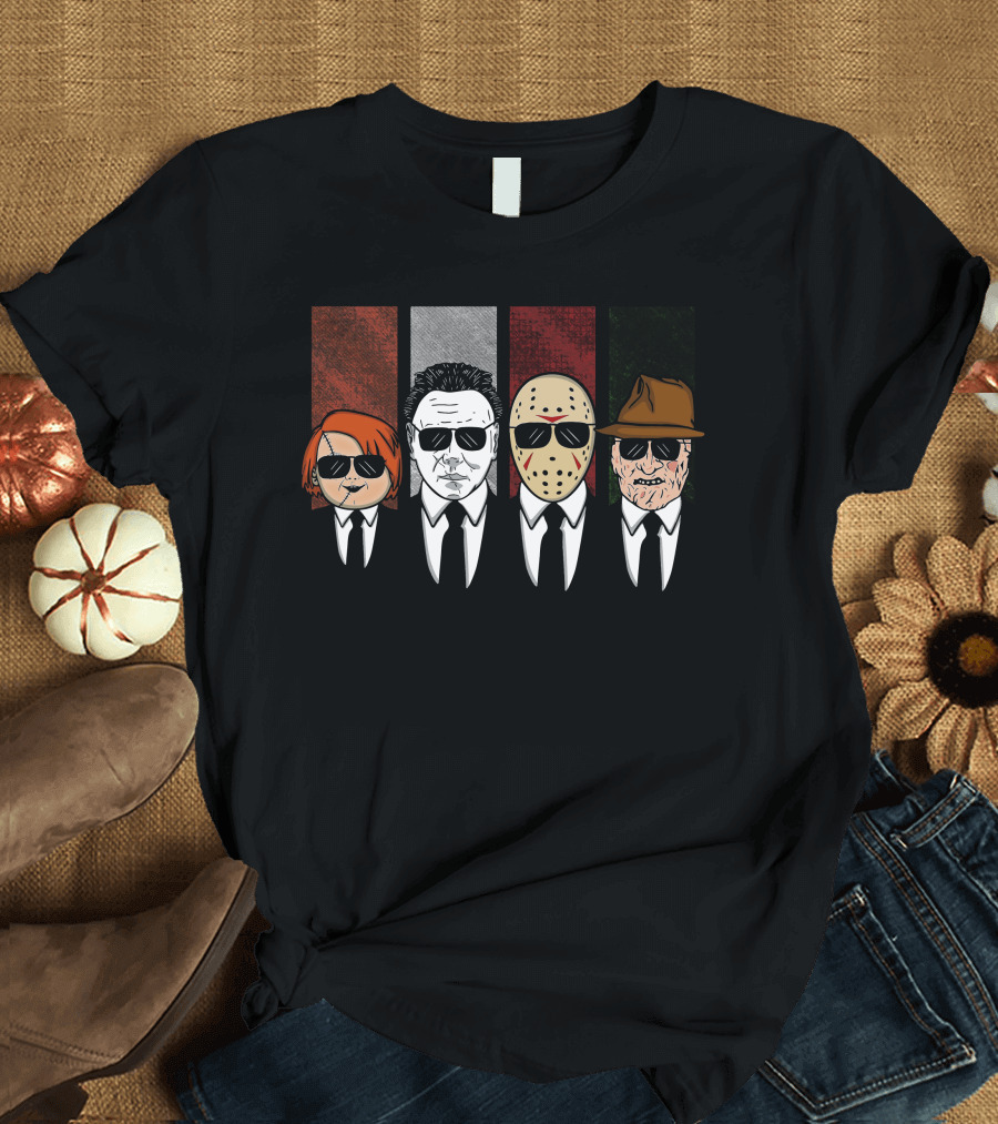Horror Movie Characters in Reservoir Dogs T-Shirt