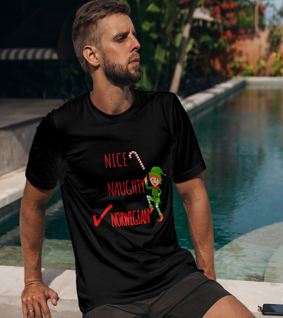 Nice Naughty Norwegian Elf Christmas Checklist T-Shirt