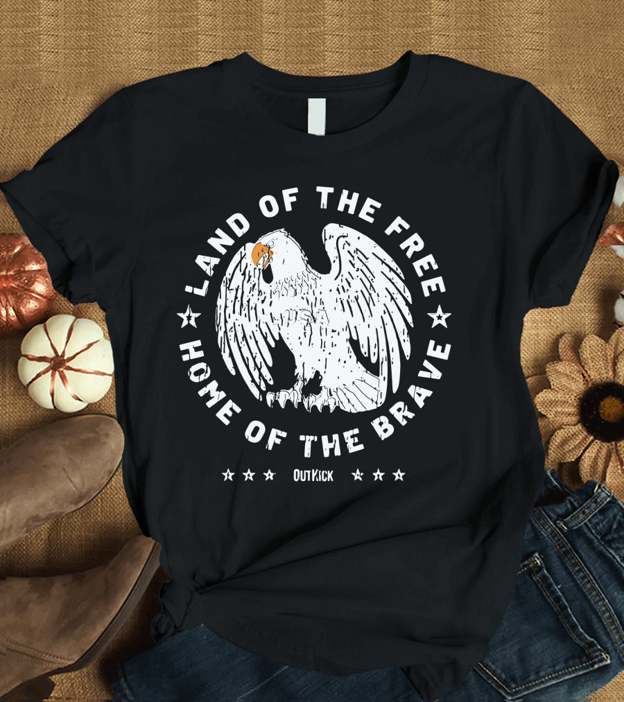 Land Of The Free Home Of The Brave Eagle OutKick T-Shirt