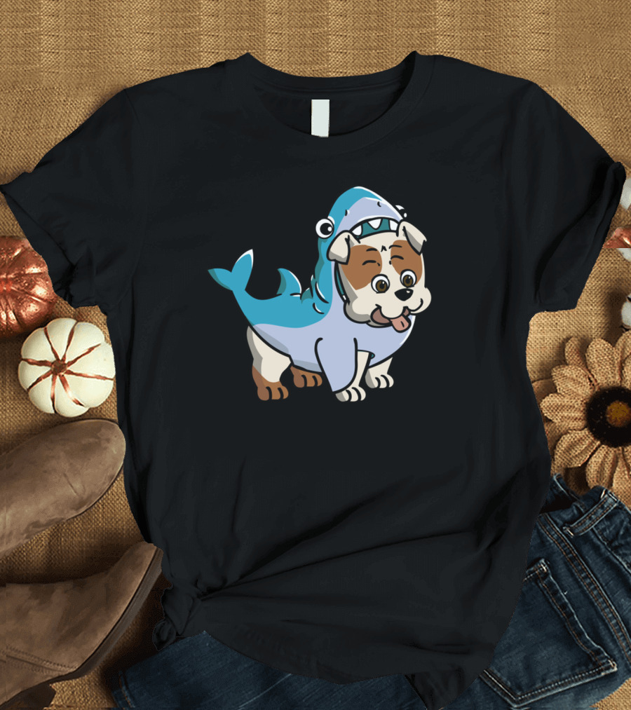 BULLDOG SHARK FUN COSTUME CARTOON T-Shirt