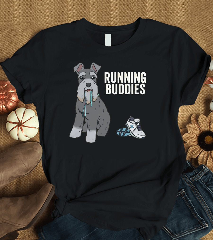 Schnauzer Running Buddies With Athletic Shoes And Laces T-Shirt