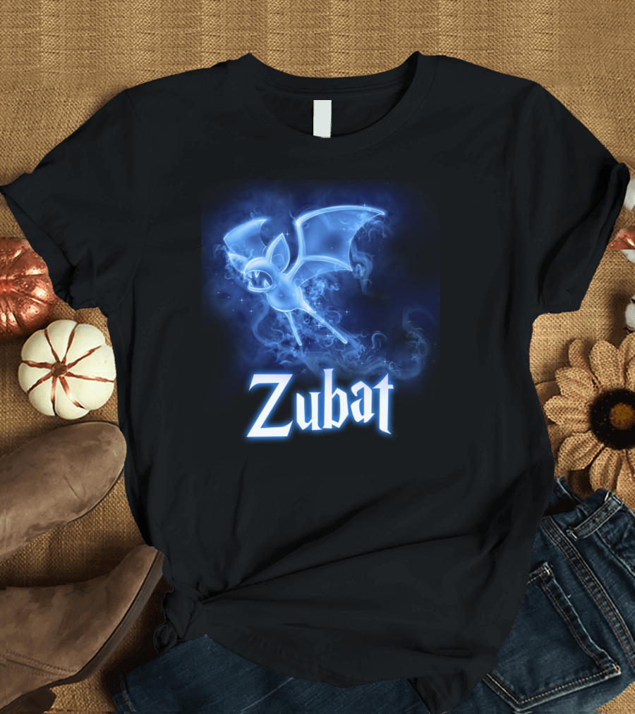 Zubat Pokemon Patronus Glowing Blue Mystical Bat T-Shirt