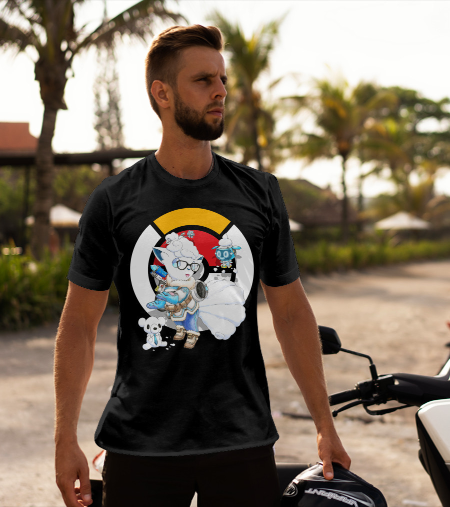 Pokemon X Overwatch Alolan Vulpix With Mei Winter T-Shirt