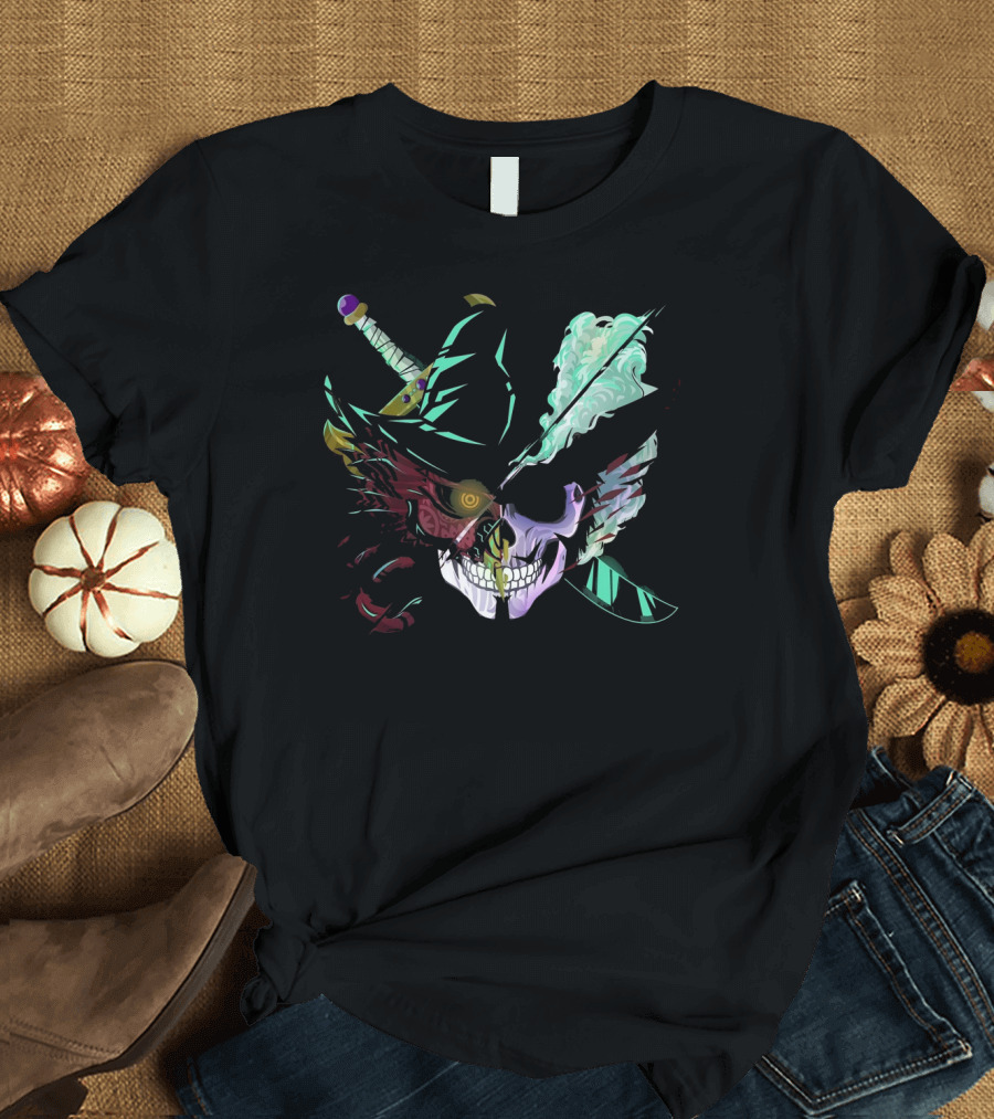 Mihawk Pirate Skull Sword Hat Anime Fusion T-Shirt