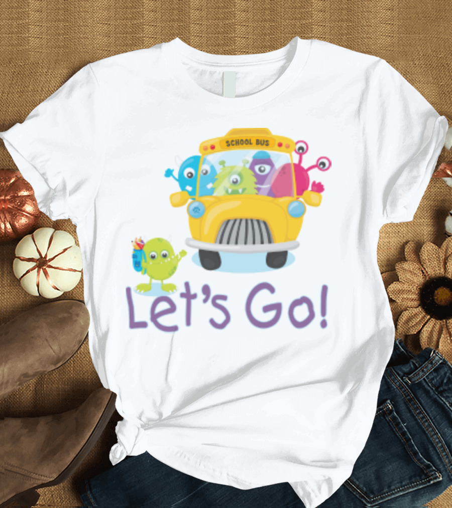 Let's Go Back to School with Colorful Monster School Bus Adventure T-Shirt