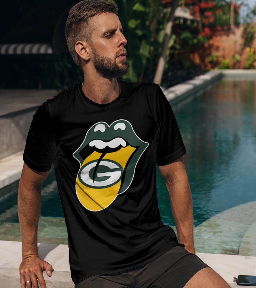 Green Bay Packers Rolling Stones Tongue Logo Rt Edition T-Shirt