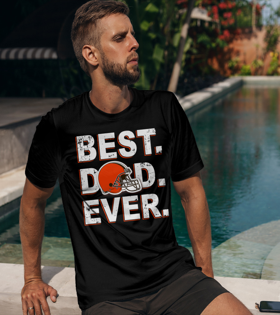 Best Dad Ever Cleveland Football Helmet T-Shirt