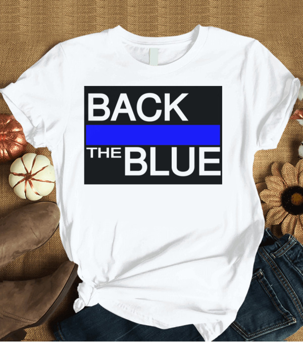 T-Shirt: BACK THE BLUE Vertical Blue Stripe T-Shirt BACK THE BLUE Vertical Blue Stripe T-Shirt