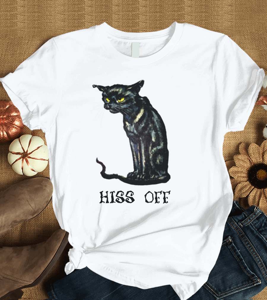 Hiss Off Cat with Grumpy Black Cat T-Shirt