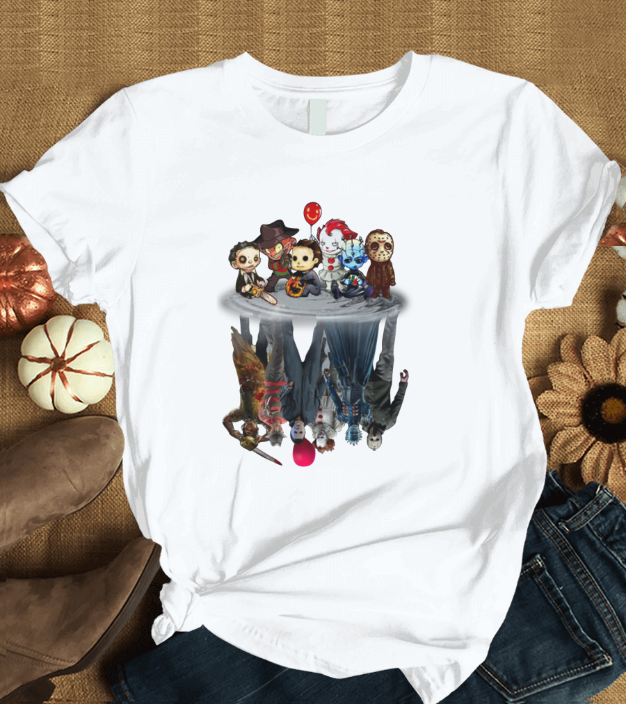 Leatherface Freddy Krueger Michael Myers Pennywise Pinhead Jason Voorhees Reflection Horror Icons Balloon T-Shirt
