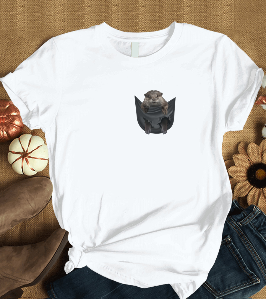 Otter in Black Pocket T-Shirt