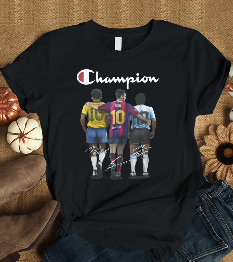 Champion 10 Pel�� Messi Maradona Signatures T-Shirt