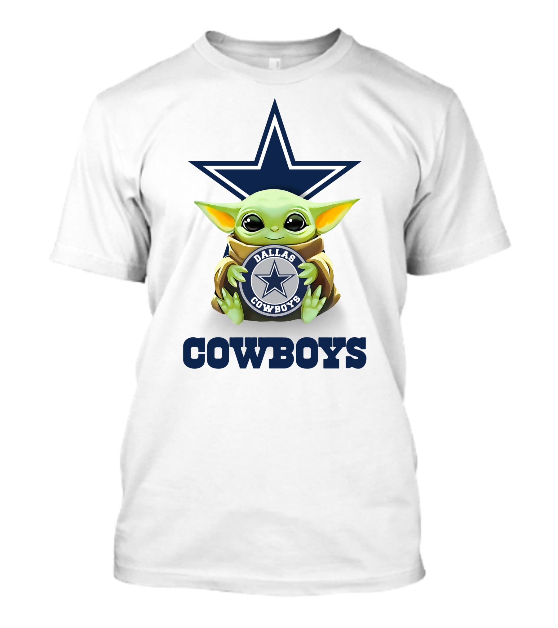 Baby Yoda Holding Dallas Cowboys Star Logo With Cowboys T-Shirt