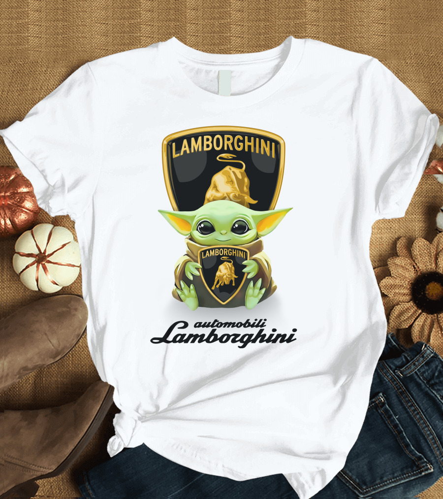 Lamborghini Baby Yoda Hug Automobili Lamborghini White T-Shirt