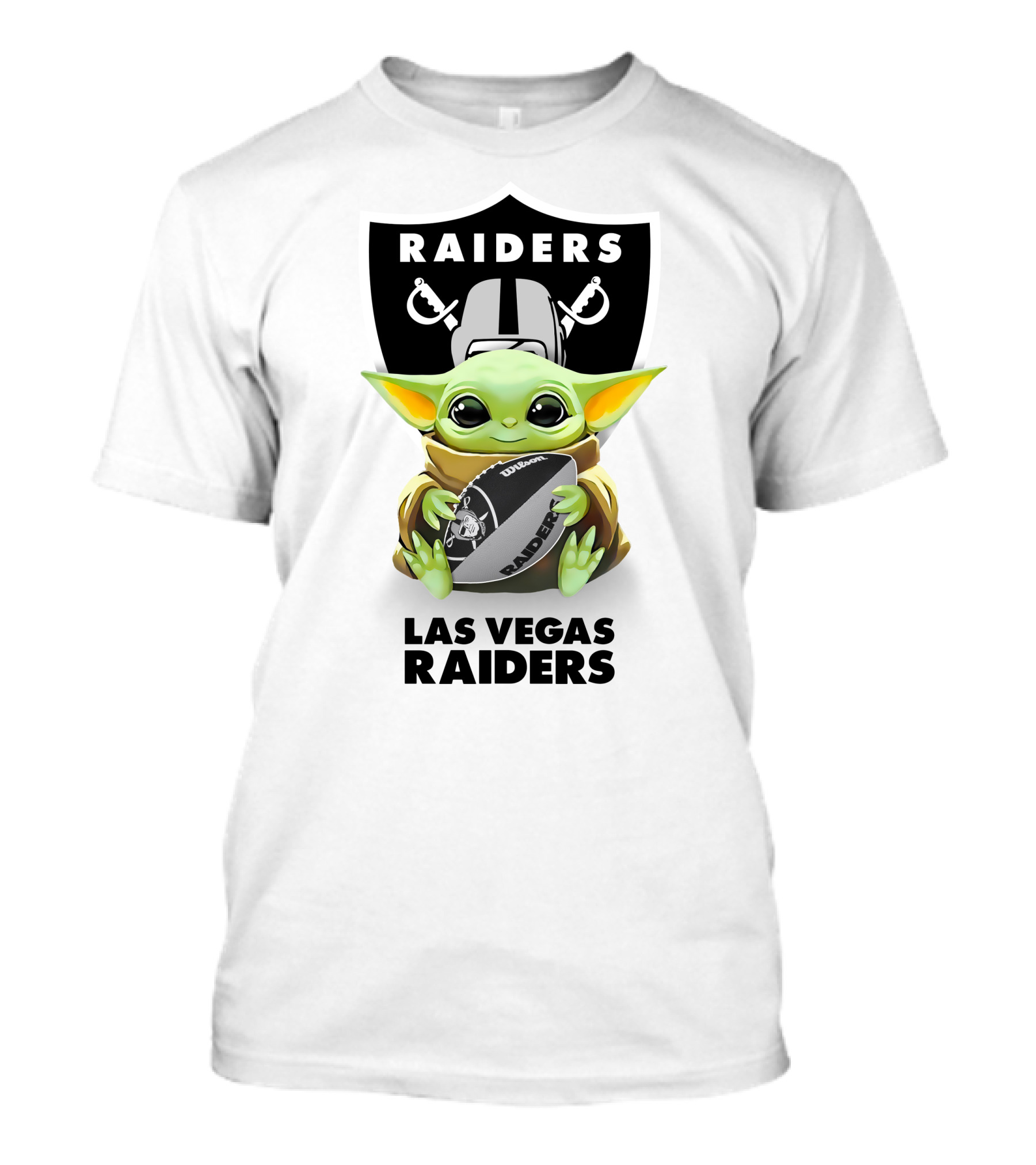 Star Wars Baby Yoda Raiders Las Vegas Football Fan Helmet Hug T-Shirt